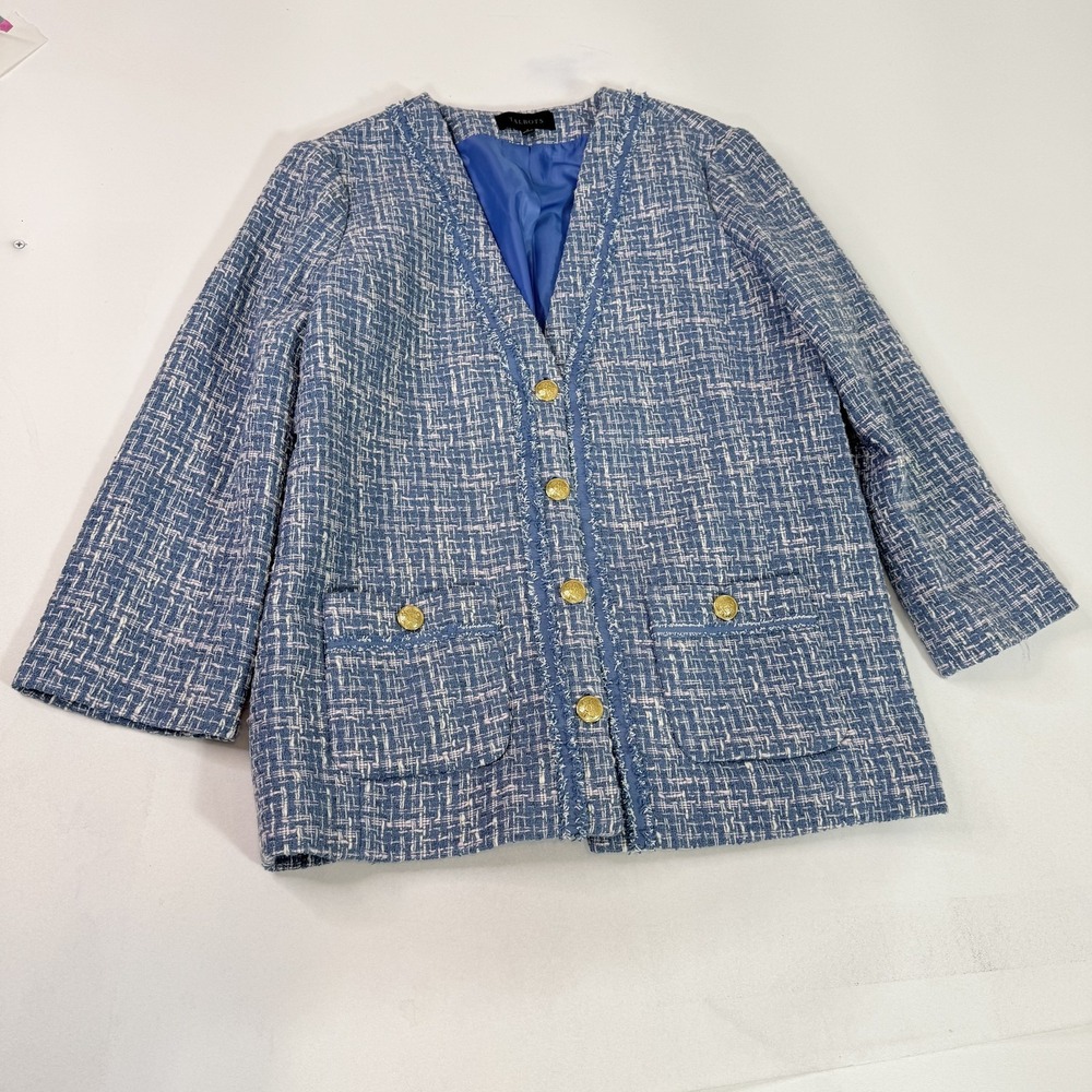 Talbots Jacket Womens 4 Tweed Blazer Gold Button Pockets Lined Elegant Blazer